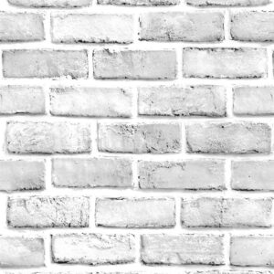 ComShion White Brick Peel and Stick Wallpaper Waterproof Self-Adhesive Faux White Brick Contact Paper for Fireplace Accent Walls Wallpaper Backsplash School 17.7”x118”