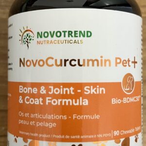 NovoCurcumin Pet+ BioBDMC30 Bone & Joint - Skin & Coat Formula - 90 Chewable Tablets