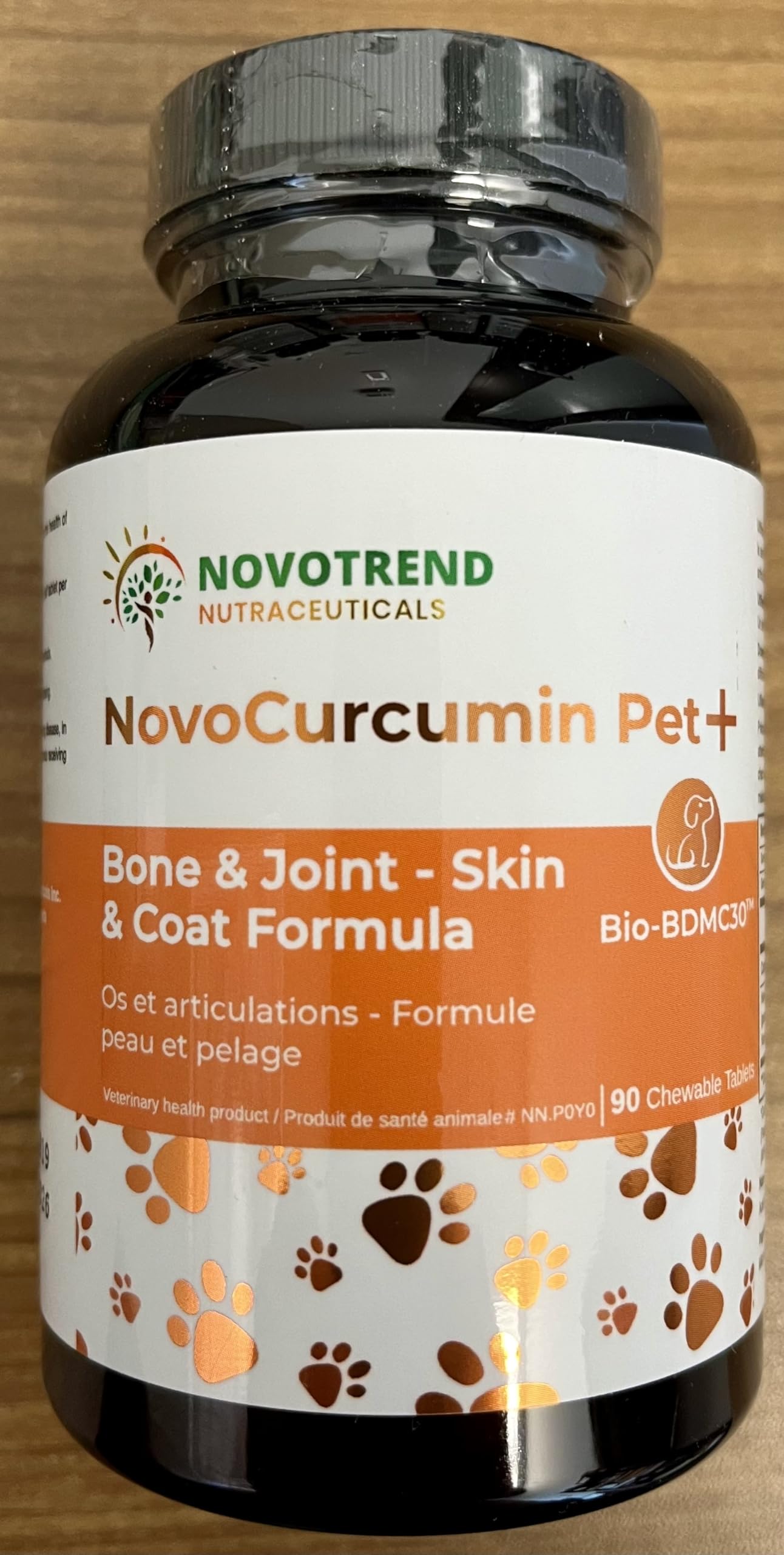 NovoCurcumin Pet+ BioBDMC30 Bone & Joint - Skin & Coat Formula - 90 Chewable Tablets