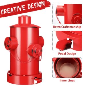 Hoolerry Fire Hydrant Trash Can Retro Creative Garbage Can with Inner Bucket Large Capacity Wrought Iron Pedal Trash Can Indoor Outdoor Waste Bins for Park Garden Kitchen Garbage (Red, Large)