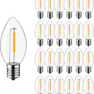 FUTIME 25Pack LED Night Light Bulbs, C7 Shatterproof Replacement Led Bulb for String Light, E12 Base Salt Lamp Bulbs, 0.6W Equivalent to 7W, Warm White 2200K, 50LM