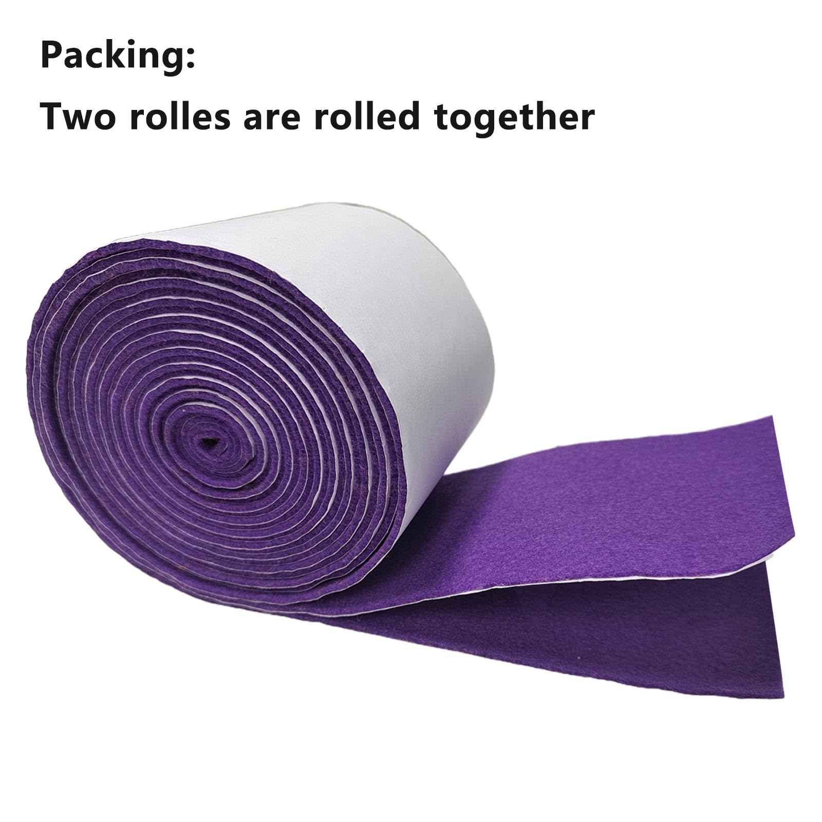 Jtnohx 2 Rolls Felt Adhesive, 4" x 98.4" Self Adhesive Felt Fabric, Felt Strips with Adhesive Backing for Art & Crafts, Jewelry Box Felt Liner (Purple)