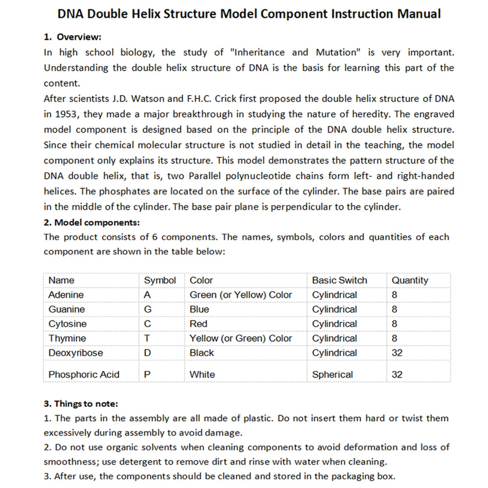 iplusmile DNA Models Double Helix Structure Models DNA Double Helix Modesl Kit Biological Science Popularization Teaching Aids for DNA Assembling