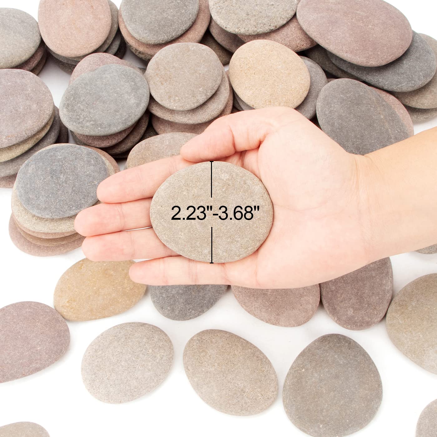 [About 98 PCS - 103 PCS](18.1 Pounds) Painting Rocks,2.23"-3.68" River Rocks,Flat Stones