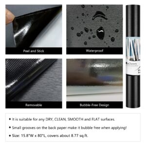 LACHEERY Brushed Black Contact Paper Peel and Stick Black Stainless Steel Contact Paper for Appliances Thick Metallic Wallpaper Roll for Refrigerator Kitchen Bathroom Cabinets Stove Vinyl 15.8"x80"