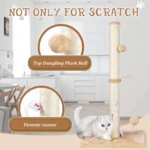 ANWA 32" Tall Cat Scratching Posts for Indoor Cats, 3-in-1 Cat Scratching Post with Plush Toys, Premium Sisal Post for Cats at All Ages with Reinforced Stable Base