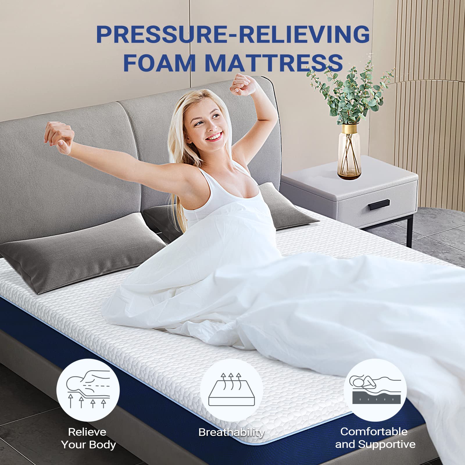 VXZ Full Size Mattress, 6 Inch Gel Memory Foam Mattress in a Box, CertiPUR-US Certified Full Mattress, Pressure Relief &Motion Isolation, Supportive Medium-Firm Mattress Full Size, Made in USA