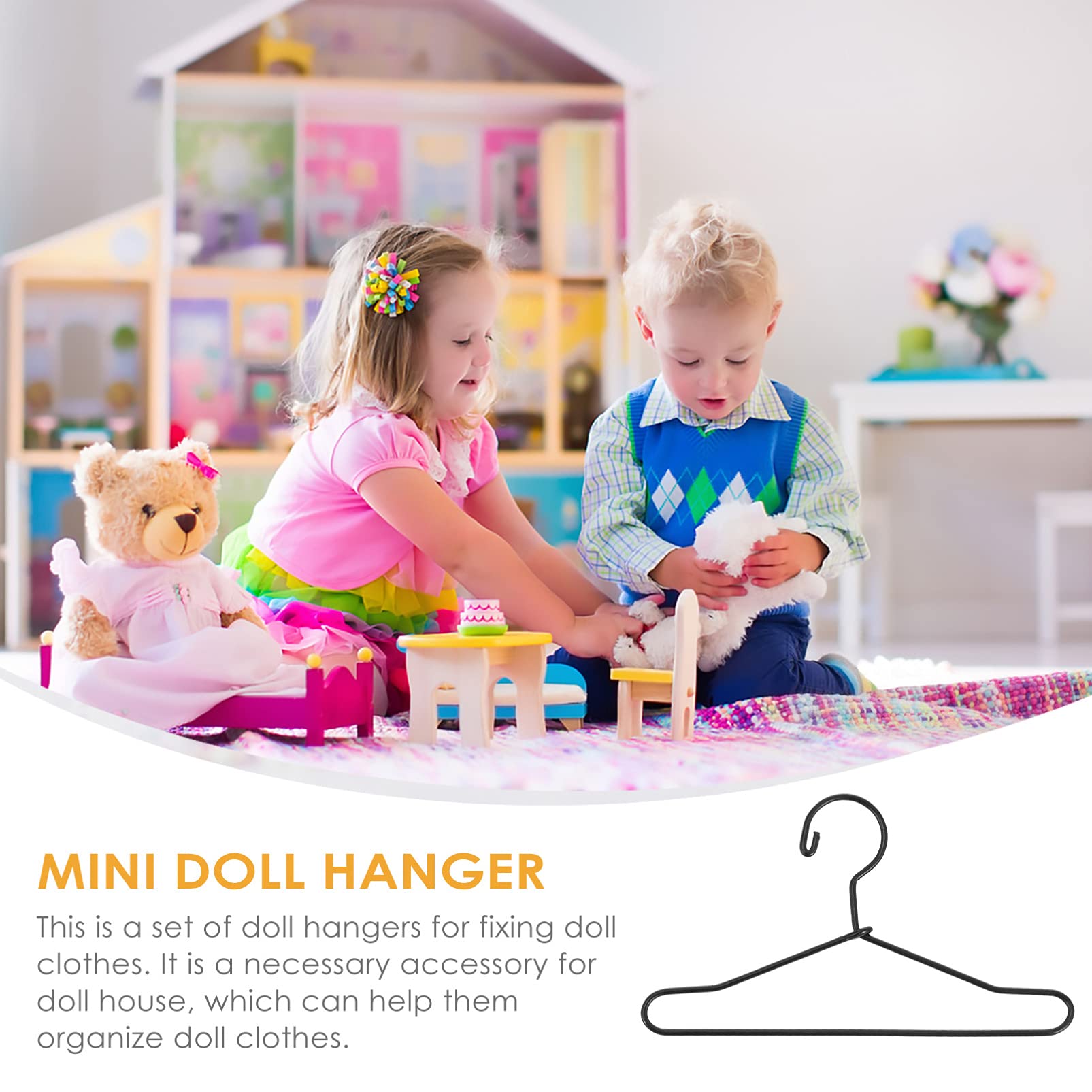 EXCEART 20 Pcs Doll Hanger Dolls Accessory Hanger Furniture Dollhouse Supplies Mini Clothes Stand Doll Dress Hangers Small Dolls Hanger Doll Clothes Support Metal Storage Bag Baby Wooden