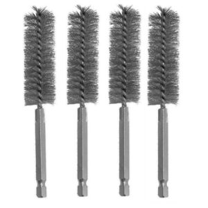 4pc stainless steel alazco 5/8" wire brush for power drill impact driver cleaning wire brush stainless steel bore brush - hex shank