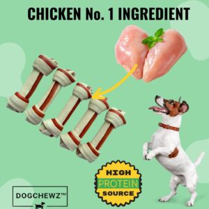 DOGCHEWZ™ Rawhide Free Knotted Bone Dog Chew Treats for Small & Medium Dogs - Size 5 inches (5 Count/Bag) - Chicken Flavored - Gluten Free