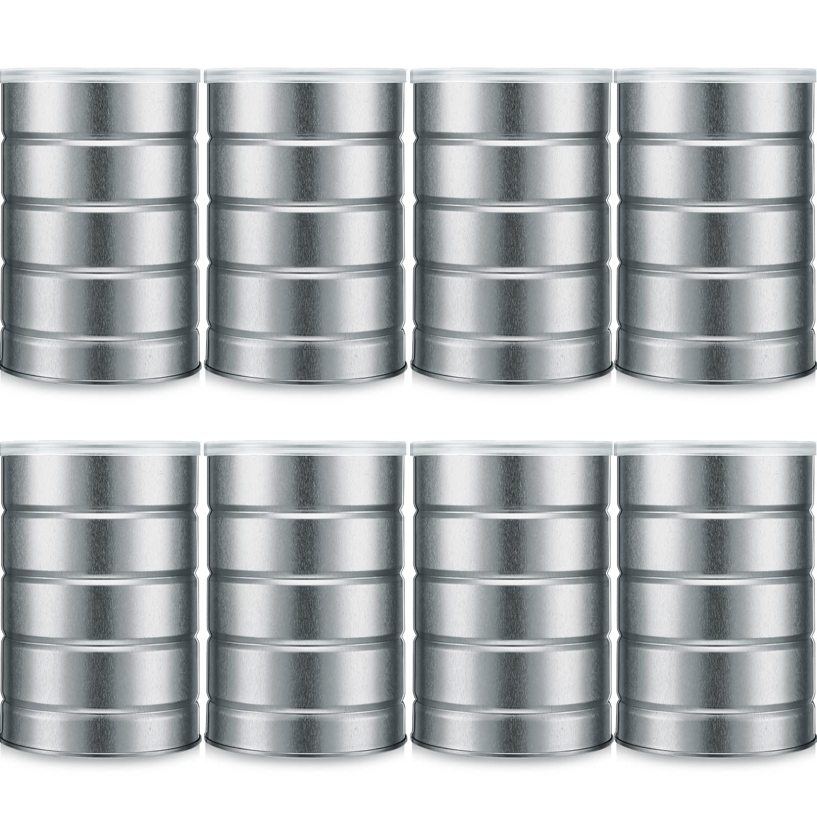 Jadive 8 Pcs Empty Coffee Cans with Lids Metal Tin Can for Kitchen Storage Loose Leaf Tea Tin Containers Round Coffee Tin Metal Canister Tea Coffee Sugar Storage Packaging or Arts Crafts