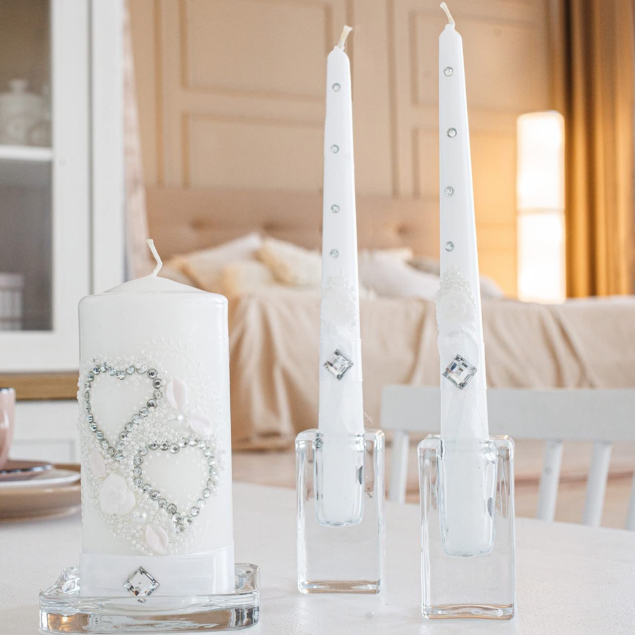 Wedding Candles for Ceremony - 6" Pillar 10" Taper Love Ceremony Candles Wedding - Faith Hope Love Candle Mesas Decorativas para Fiesta Set de velas decorativas