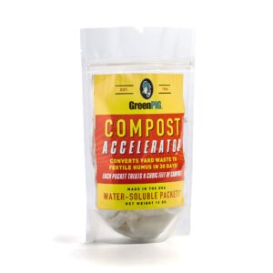 FCMP Outdoor Dual Body Tumbling Composter by HOTFROG & Green Pig Compost Accelerator Converts Yard Waste to Fertile Humus in 30 Days and Helps Control Odors Associated with Compost Piles, 1 Bag