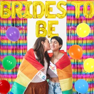 Lesbian Bachelorette Party Decorations, Brides To Be Balloons, LGBTQ Bachelorette Party Decorations, Lesbian Wedding Engagement Decorations Mrs & Mrs Bridal Shower