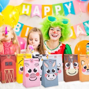 LovesTown 32PCS Farm Animal Party Favor Bags, Goodie Bags with Stickers Treat Bags for Farm Birthday Party Baby Shower Barnyard Gift Bags