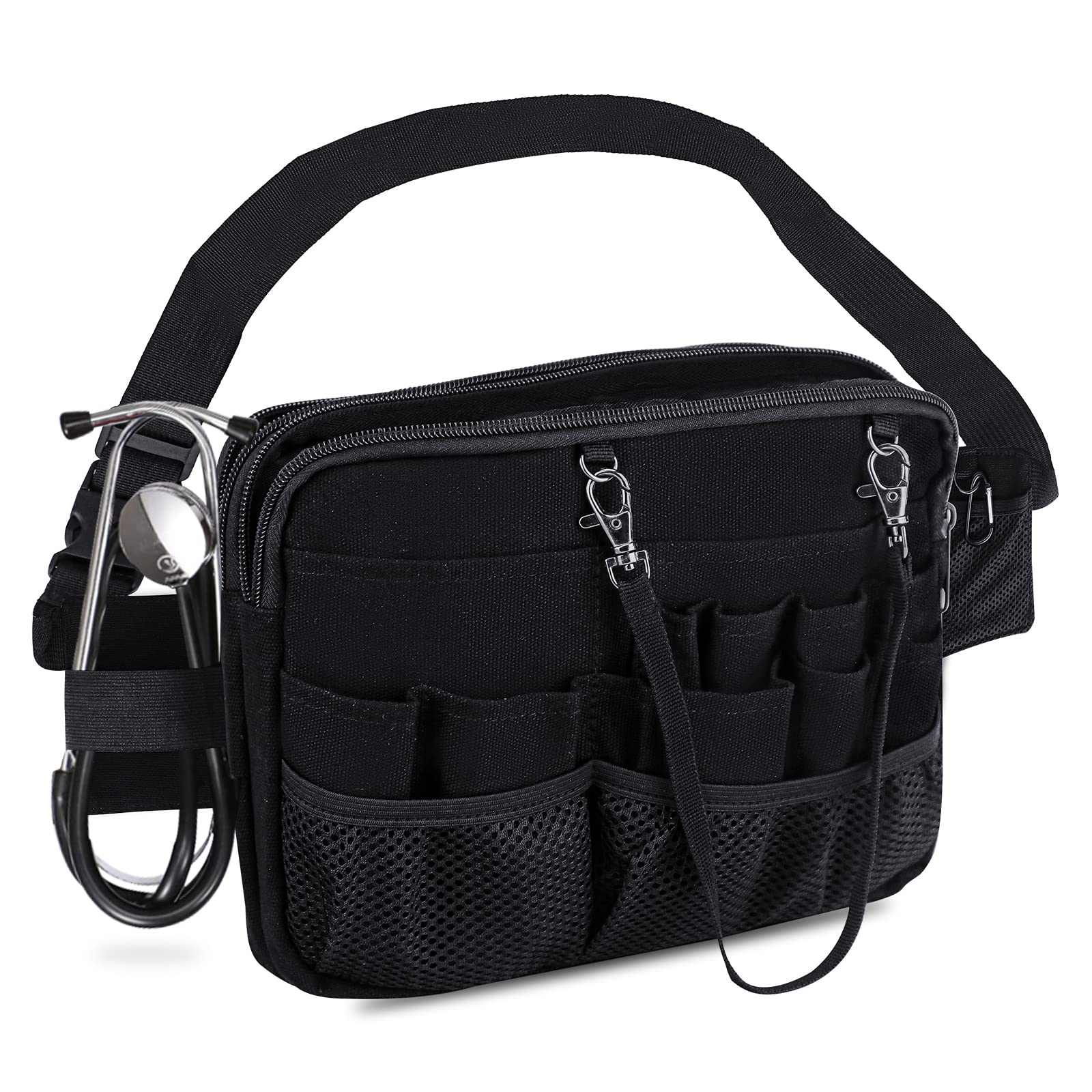 Nurse Fanny Pack for Women Medical Nursing Fanny Pack for Nurses Nurse Tool Belt with Tape Holder Nurse Waist Bag for Stethoscopes, Bandage, Scissors and Other Emergency Supplies (Black)