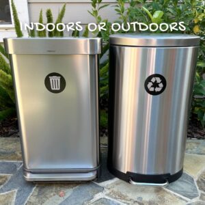 Stickios Recycle Stickers for Trash Cans (3 PCS) - Bubble-Free, Damage-Free, Removable Vinyl - Indoor or Outdoor Garbage Bins - Waste Management Stickers (Black)