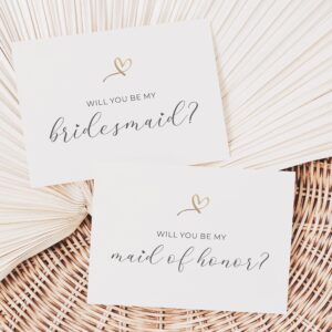 bridesmaid cards - gold heart