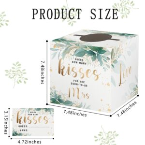 Azbuk Guess How Many Kisses Game with Box, Bridal Shower Game, Guessing Game for Bridal Shower, Special Wedding Shower Ideas, Guess How Many Kisses for the Soon to Be Mrs (50 Guessing Cards)