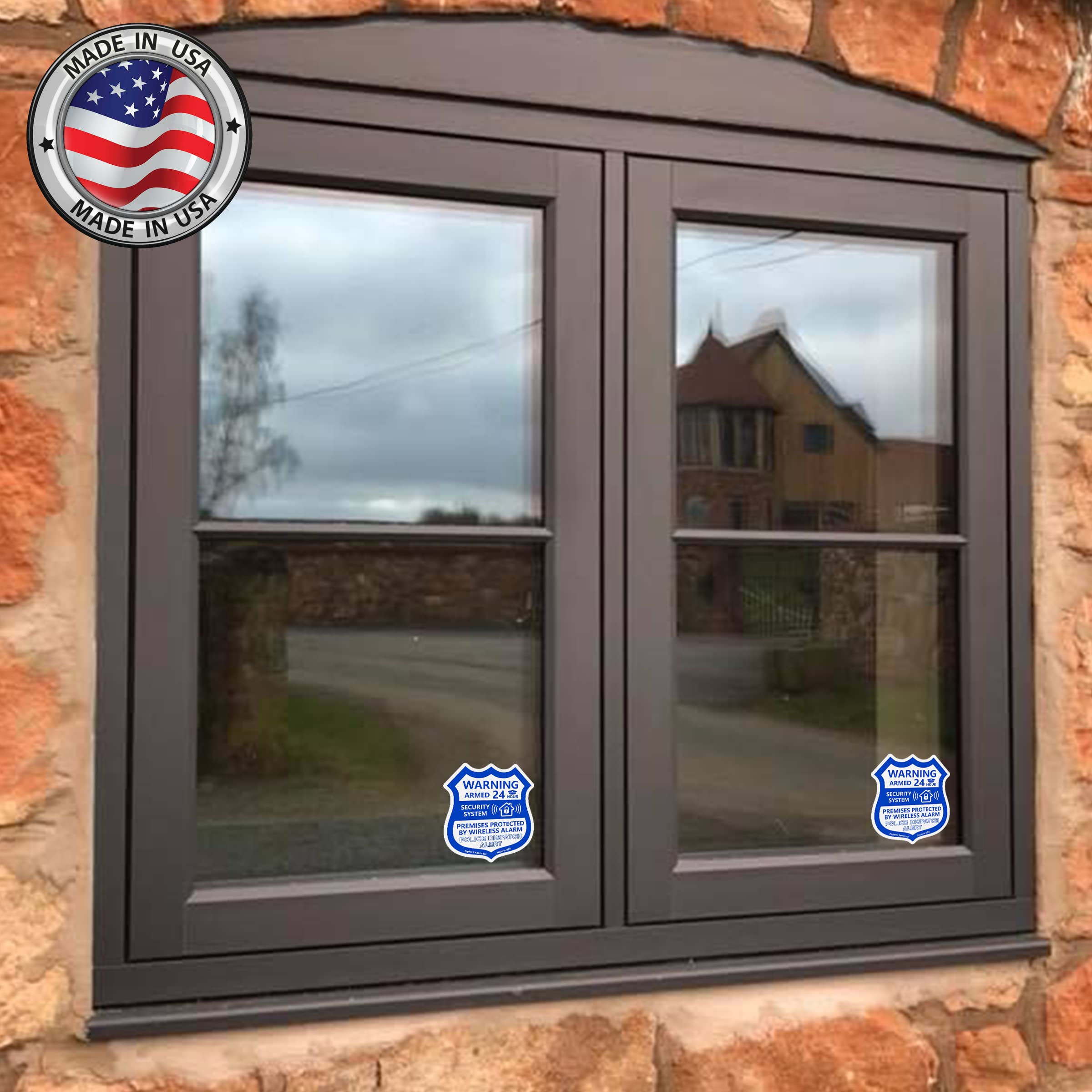 Psyfer® (Fade-Free) 6 Pack - Small Alarm Security Outdoor UV Window Stickers [Made in USA]