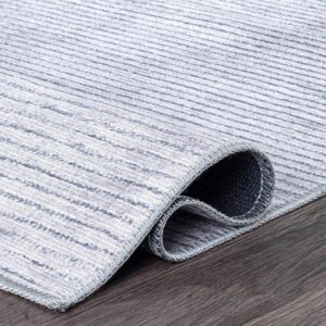 Rugshop Contemporary Distressed Stripe Stain Resistant Flat Weave Eco Friendly Premium Recycled Machine Washable Area Rug 7'7"x9'6" Gray