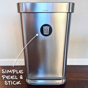 Stickios Recycle Stickers for Trash Cans (3 PCS) - Bubble-Free, Damage-Free, Removable Vinyl - Indoor or Outdoor Garbage Bins - Waste Management Stickers (Black)