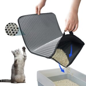 petkaray cat litter mat, litter box mat with hidden handle, upgraded anti-slip back layer, large scatter control and urine-proof litter trapping mat for kitty