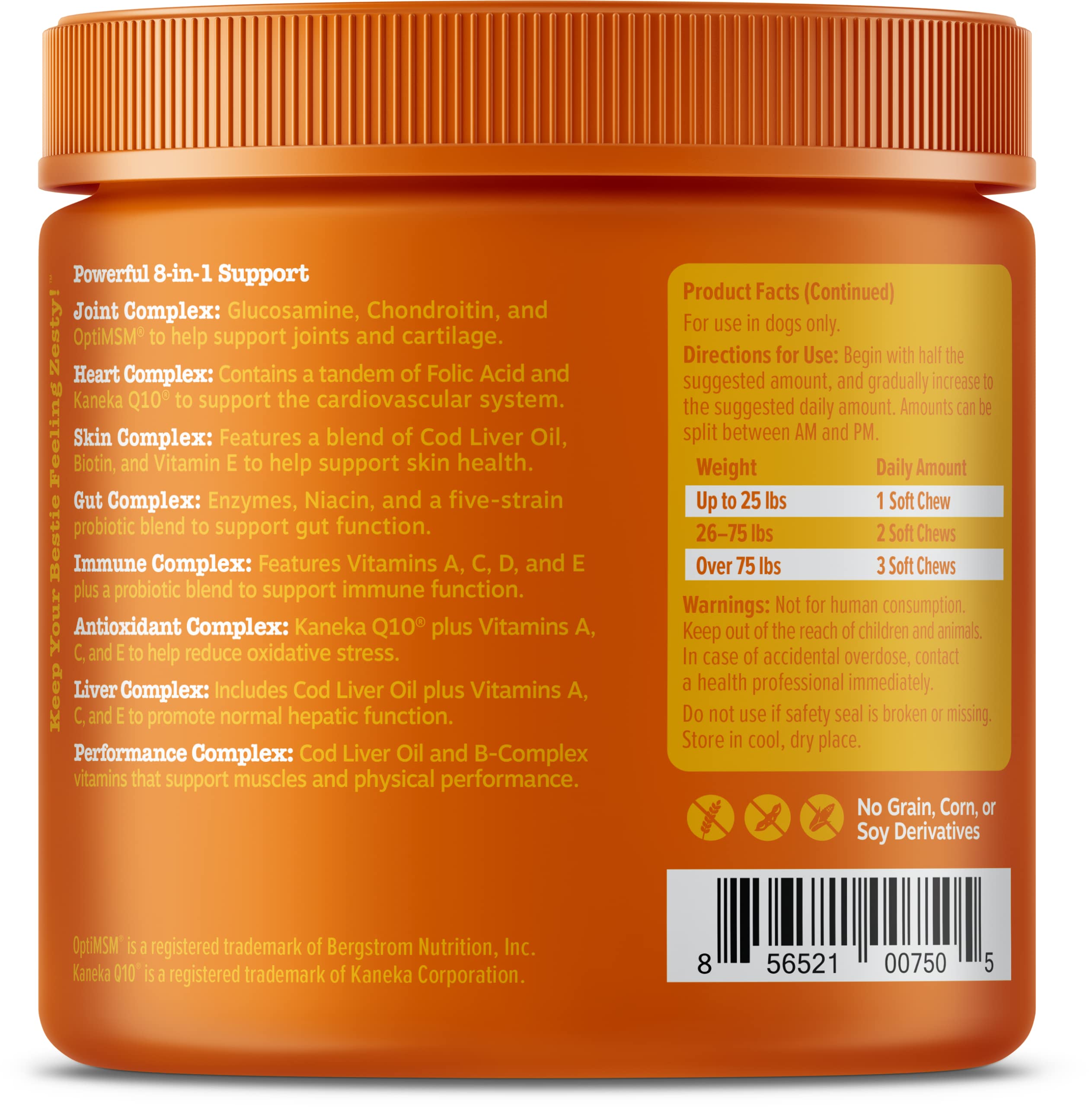 8-in-1 Multifunctional Supplements for Dogs - Glucosamine Chondroitin for Joint Support with Probiotics for Gut & Immune Health – Omega Fish Oil Antioxidants for Skin & Heart Health - 90ct, 4 Pack