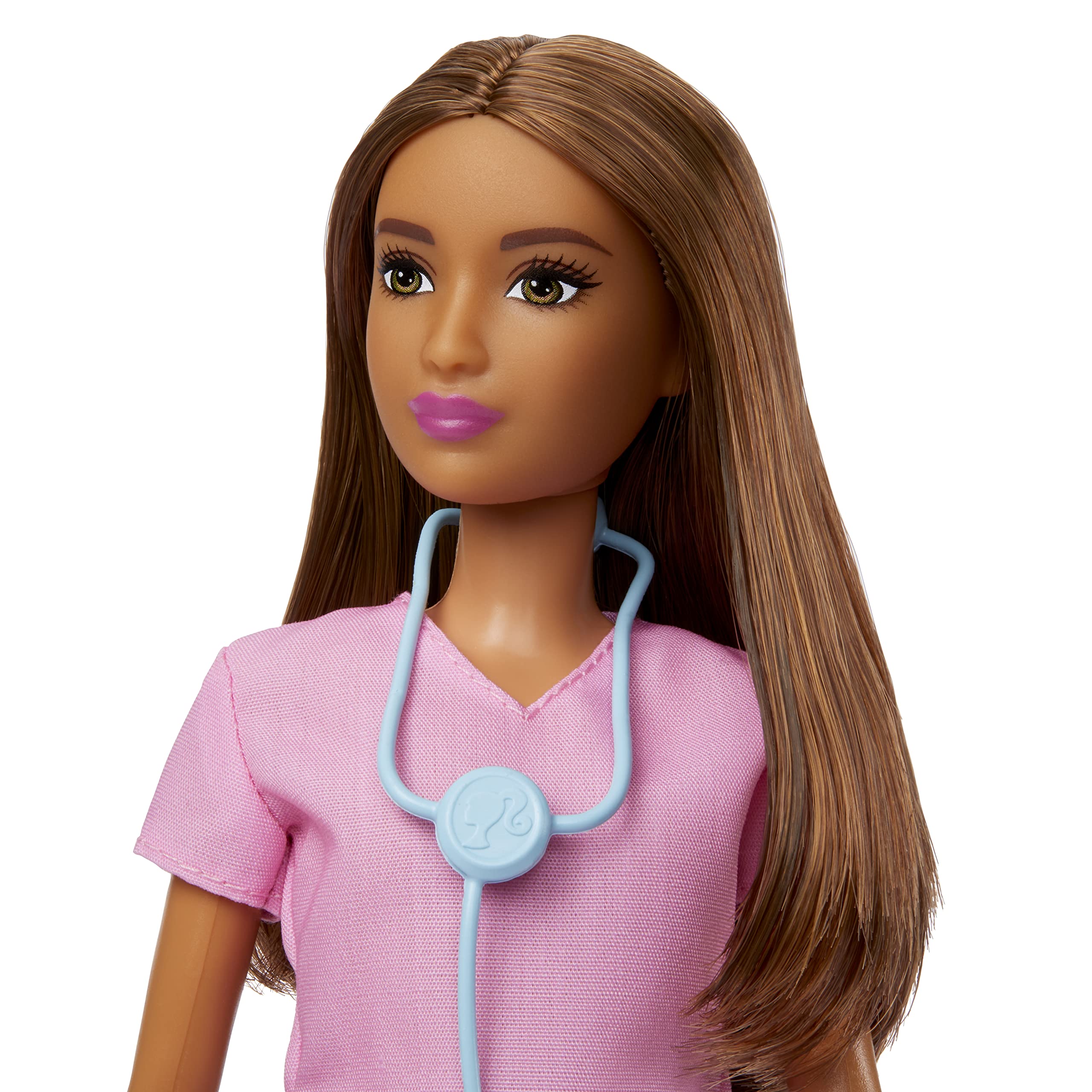 Barbie Professional Doctor Fashion Doll with Pink Top & Purple Pants, White Shoes & Stethoscope Accessory