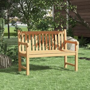 A-ECO LIVING Teak Outdoor Bench, 2-Seat Wood Patio Bench, 47 inch Patio Long Garden Bench Ideal for The Front Porch, Backyard, Deck, Lawn