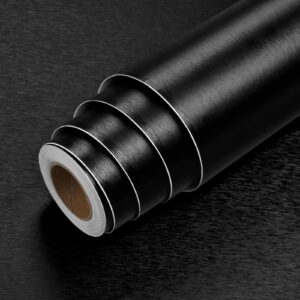 LACHEERY Brushed Black Contact Paper Peel and Stick Black Stainless Steel Contact Paper for Appliances Thick Metallic Wallpaper Roll for Refrigerator Kitchen Bathroom Cabinets Stove Vinyl 15.8"x80"