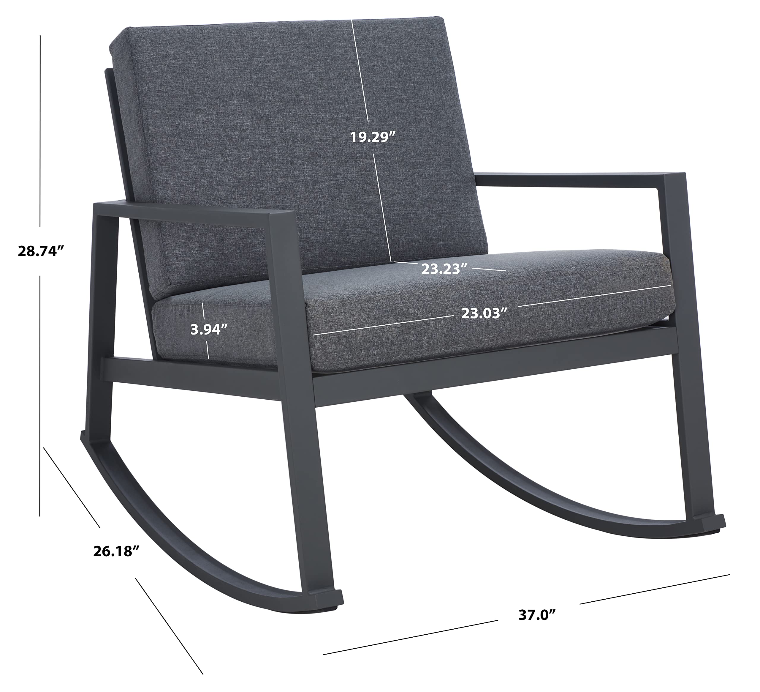 SAFAVIEH PAT7727A Outdoor Collection Cantor Grey Cushion Rocking Chair