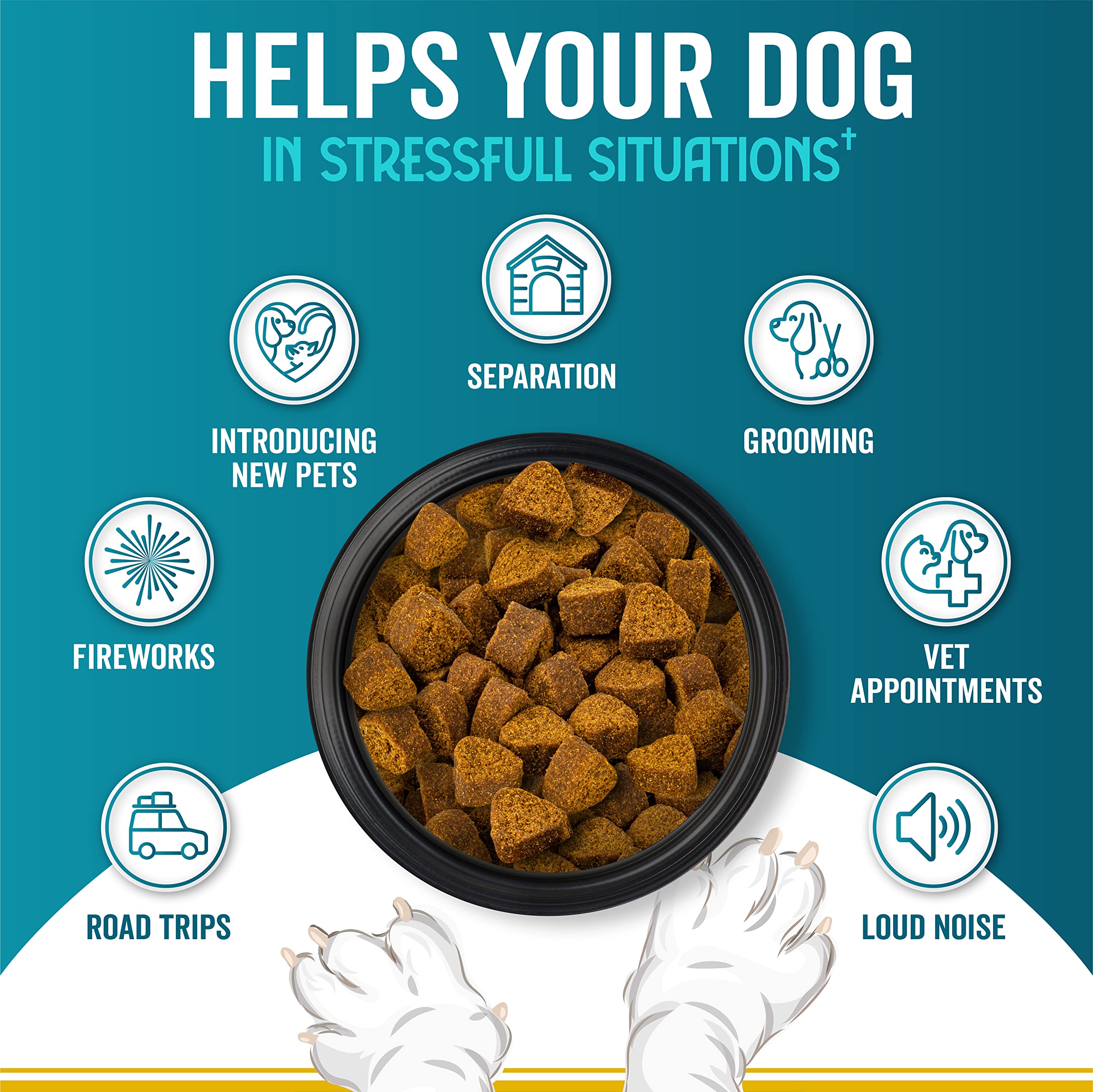 Dog Calming Treats - Calming Chews for Dogs with Beef Flavour - Helps with Dog Anxiety, Separation, Barking, Stress Relief, Thunderstorms - Calming Ingredients for Behavior Support (Beef - 180 Chews)