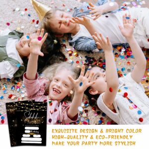 Surprise Birthday Invitations with Envelopes - Shhh It's A Surprise Party Invitation Card for Kids Adults - Black Gold Glitter Fill-in Invites Cards(20 Pack) -16