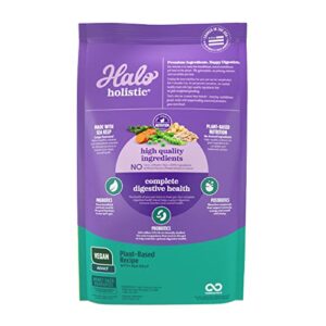 Halo Purely For Pets Halo Holistic Plant-Based Recipe with Kelp, Complete Digestive Health, Vegan Dry Dog Food Bag, Adult Formula, 3.5-lb Bag