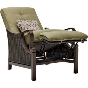 Cambridge Saratoga Hand-Woven Wicker Reclining Outdoor Chair, UV Protected Cushions, Weather and Rust Resistant Steel Frame, Outdoor Recliner, Meadow Green