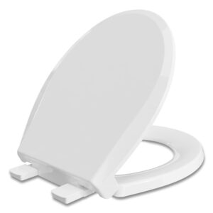 round toilet seat, slow close quick-release hinges, heavy duty soft close, quiet-close lid and seat for standard toilets, easy to install and clean, never loosen, white(16.5”)