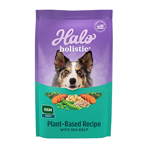 Halo Purely For Pets Halo Holistic Plant-Based Recipe with Kelp, Complete Digestive Health, Vegan Dry Dog Food Bag, Adult Formula, 3.5-lb Bag