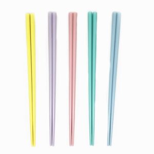 5 pairs fiberglass reusable chopsticks, non-slip, 5 pairs set (rainbow)