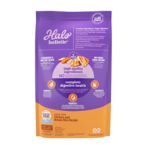 Halo Purely for Pets Holistic Dog Food, Complete Digestive Health Cage-Free Chicken and Brown Rice Recipe, Dry Dog Food Bag, Puppy Formula, 3.5-lb Bag