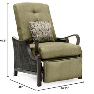 Cambridge Saratoga Hand-Woven Wicker Reclining Outdoor Chair, UV Protected Cushions, Weather and Rust Resistant Steel Frame, Outdoor Recliner, Meadow Green