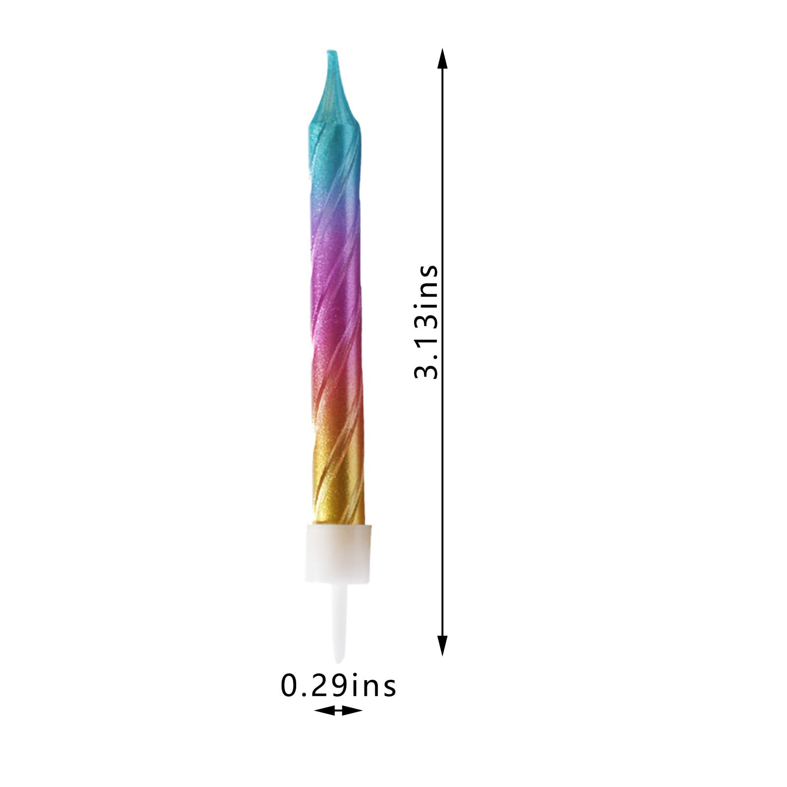 12 Pieces Rainbow Spiral Candle - Gradient Birthday Candles for Kids Adults, Birthday Cake Candles Perfect for Christmas Wedding Theme Party (Purple)