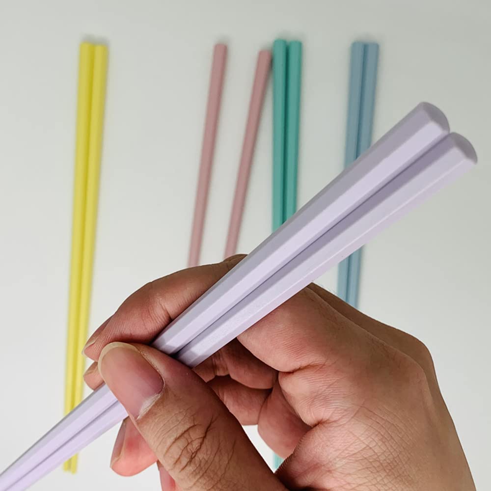 5 Pairs Fiberglass Reusable Chopsticks, Non-Slip, 5 Pairs Set (Rainbow)