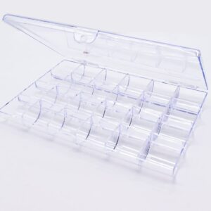 LIFOOST 24 Slots Rhinestone Box Storage Containers Empty Clear Nail Art Decoration Storage Box for Nail Glitter Jewelry Crystal Diamond Accessories