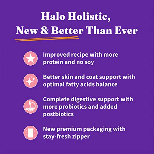 Halo Purely for Pets Holistic Dog Food, Complete Digestive Health Wild-Caught Salmon and Whitefish Recipe, Dry Dog Food Bag, Small Breed Formula, 3.5-lb Bag