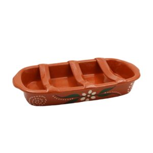 hand painted terracotta portuguese rectangular sausage roaster