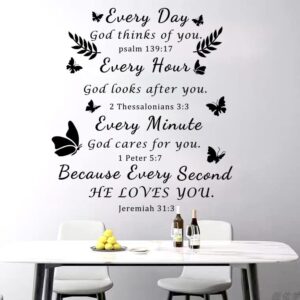 bible verse wall stickers inspirational wall decal vinyl quote bible sticker christian praise god religious peel and stick wall decals for living room bedroom office home décor wall decoration.