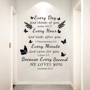 Bible Verse Wall Stickers Inspirational Wall Decal Vinyl Quote Bible Sticker Christian Praise God Religious Peel and Stick Wall Decals for Living Room Bedroom Office Home Décor Wall Decoration.