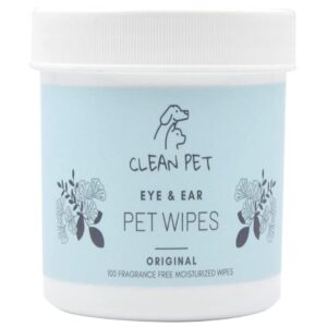 clean pet eye & ear pet wipes - for dogs cats puppies & kitties - cleans & deodorizes - treats infections inflammation & itchiness - removes tear stains - 100 count - scented & unscented (original)