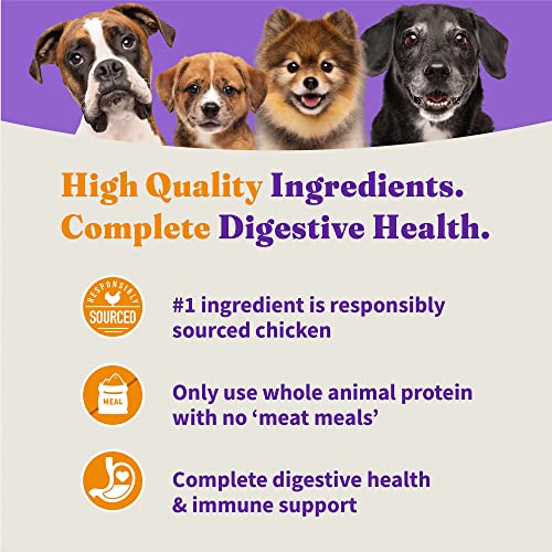 Halo Purely for Pets Holistic Dog Food, Complete Digestive Health Cage-Free Chicken and Brown Rice Recipe, Dry Dog Food Bag, Puppy Formula, 3.5-lb Bag